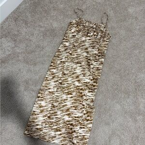 Brown and White Patterned Maxi Dress